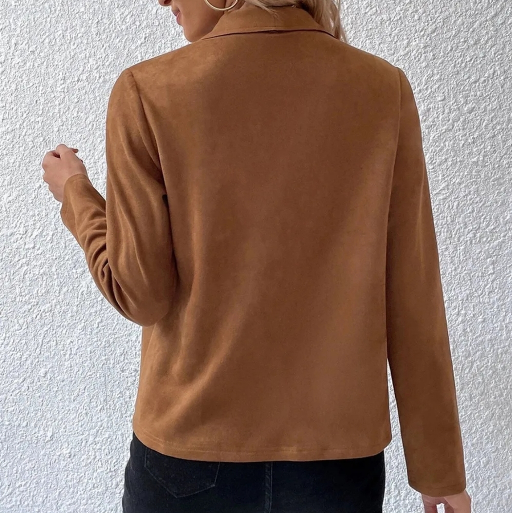 Cascade Chic Collared Jacket - Camel - image 4